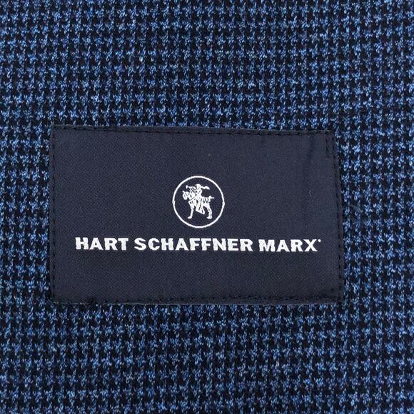 Hart Schaffner Marx HSM Men Size L Sport Coat Unstructured Knit Houndstooth Blue - Picture 12 of 16